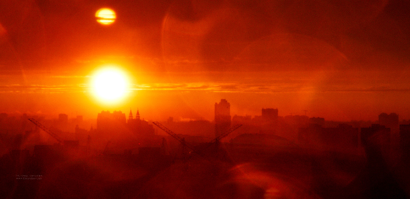 View from the office window: Moscow evening after thunderstorm