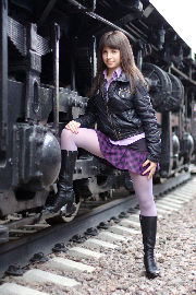 Maryana: brunette, short skirt, and trains <a href='/?p=albums&gallery=boots&image=17728291451'>☰</a>